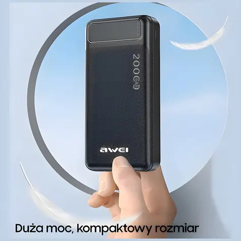 Awei P6K černá / Powerbanka / 20000mAh / 2x USB / Micro-USB / LED indikace