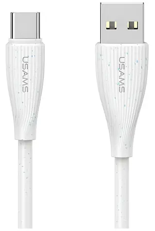 USAMS Green Series SJ714 bílá / Nabíjecí a datový kabel USB-A/USB-C / 1 m / 18W / 3A / 480 Mb/s