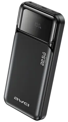 Awei PA-90 černá / Powerbanka / 10 000 mAh / 22,5W PD / 2x USB-C