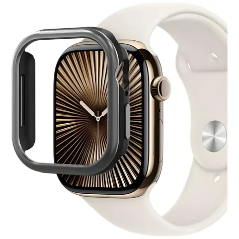 Araree Amy gunmetal / Ochranné pouzdro / Apple Watch 10/11 42 mm / hliníkový rámeček / TPU