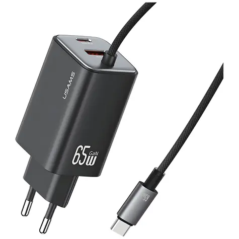 USAMS CC266 JC Series černá / Nabíječka / GaN / PD 65W / 2x USB-C / 1x USB-A