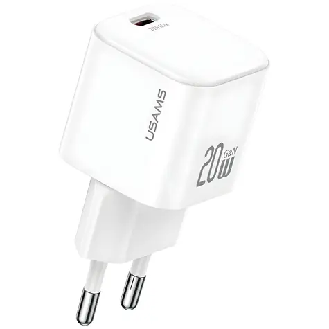 USAMS CC260 JO Series bílá / Nabíječka / GaN / USB-C / 20W PD / kabel USB-C-Lightning 1m