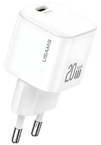 USAMS JO Series CC260 bílá / Nabíječka / USB-C / 20W PD / GaN / vč. kabelu USB-C-USB-C 1m