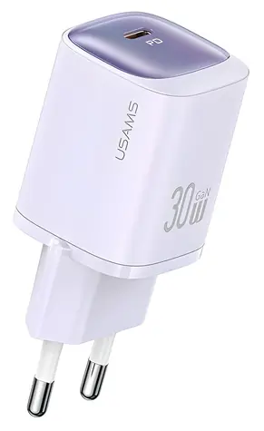 USAMS CC251 fialová / Síťová nabíječka / GaN / USB-C / 30W / PD3.0