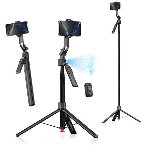 4smarts Tripod AI selfie tyč černá / Selfie tyč a stativ / AI sledování obličeje 360° / výška 176 cm