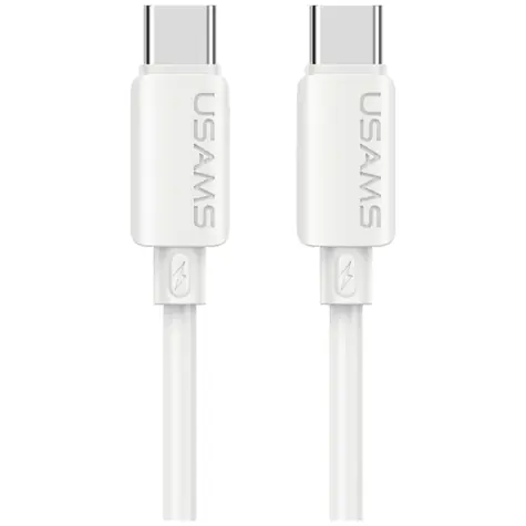 USAMS U98 bílá / Datový kabel / USB-C - Lightning / 30W / 3A / 1m / silikonový