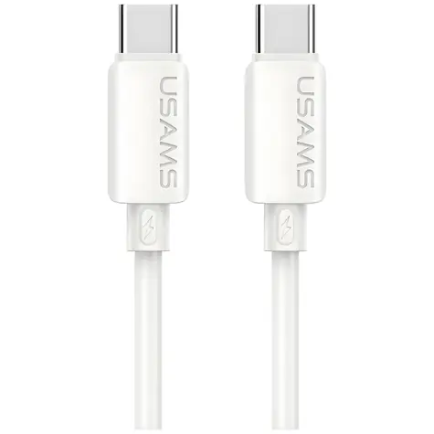 USAMS U98 bílá / Nabíjecí a datový kabel USB-C - USB-C / 60W / 3A / 1m