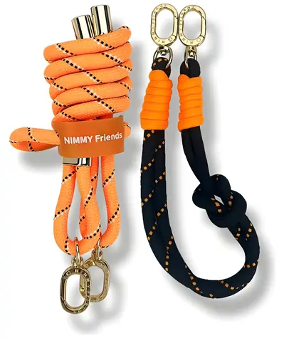 Nimmy Cool&Cute 2.0 oranžovo-černá / Crossbody a poutko na ruku / úchyt na pouzdro / crossbody 118 cm / poutko 38 cm