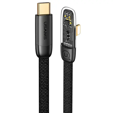 USAMS SJ583 Iceflake Series USB-C - Lightning černá / Datový kabel / lomený konektor / PD 20W / 1,2 m