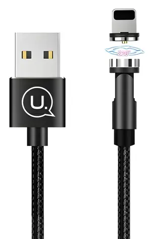 USAMS US-SJ472 U59 černá / Nabíjecí kabel / Lightning / Magnetický / 2.1A / Opletený 1m