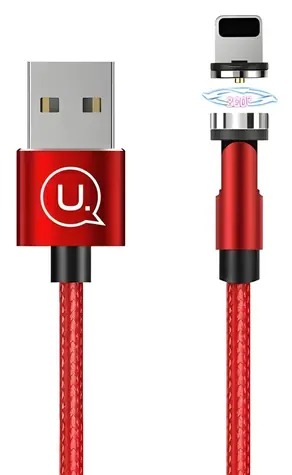 USAMS US-SJ472 U59 červená / Nabíjecí kabel / Lightning / Magnetický / 1m / 2.1A