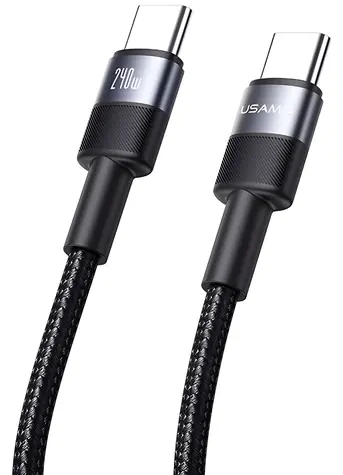 USAMS SJ727 černá / Datový kabel / USB-C - USB-C / PD 240W / 1,2 m