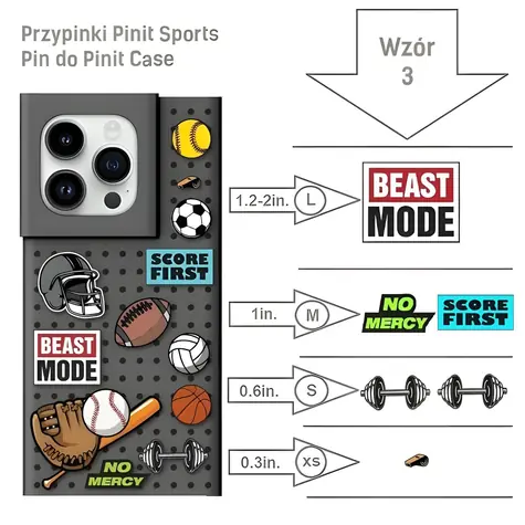 Pinit Sports Pin vzor 3 / Placka pro pouzdro Pinit Case / sada 6 ks