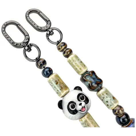 Nimmy Big Eye Cute Pets 2.0 černá / Přívěsek na tašku / Keramické korálky / 38,5 cm
