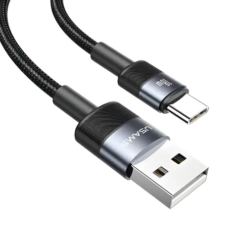 USAMS SJ718 černá / Kabel / USB-A na USB-C / Rychlonabíjecí, datový / 1,2 m / 3A