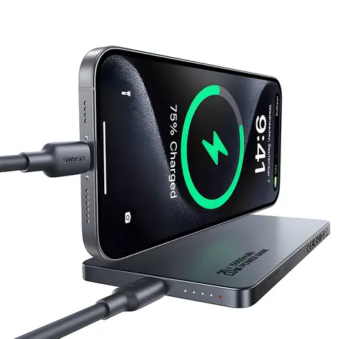 USAMS US-CD231 šedá / Power Bank / Bezdrátové nabíjení / 5000 mAh / PD 20 W