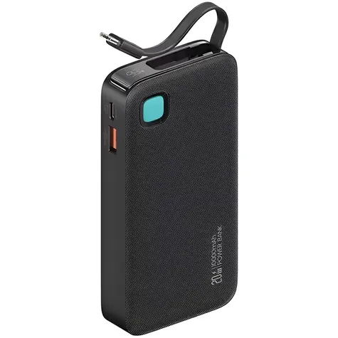 USAMS US-CD224 XY Series černá / Power Bank / 10000mAh / Výsuvný USB-C kabel / PD 20W / LED displej