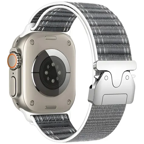 Beline Woven Nylon Diagonal Style Parachute šedá / Řemínek pro Apple Watch / 42/44/45/49 mm / nylonový