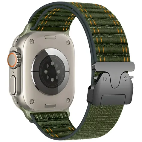 Beline Woven Nylon Diagonal Style Parachute zelená / Řemínek pro Apple Watch / 42/44/45/49 mm / nylonový