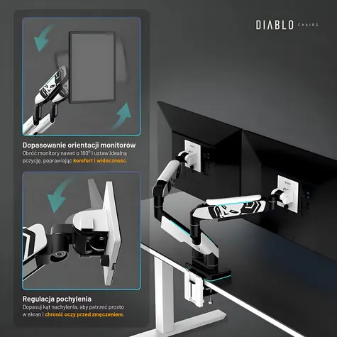 Diablo RGB X-Arm Dual bílo-černá / Rameno na 2 monitory / Do 35
