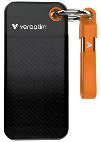Verbatim Pocket SSD 128 GB černo-oranžová / Externí SSD / USB-C 3.2 Gen 2 / R: 1000 MB/s / W: 1000 MB/s