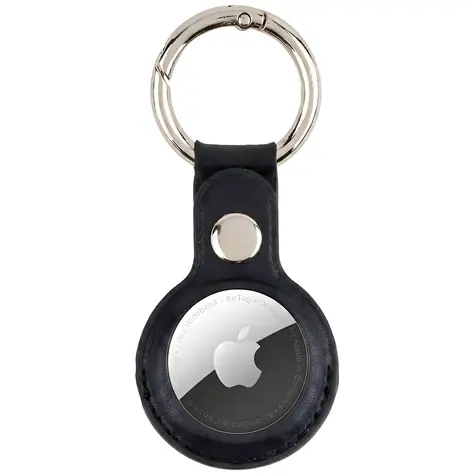 Mercury Kožené pouzdro na Apple AirTag černá / Pouzdro / kůže / kovové poutko na klíče