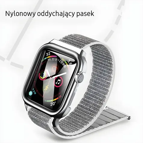 USAMS Nylonový řemínek Apple Watch 44/45mm stříbrná / Řemínek / Nylon / Apple Watch 4/5/6/7/SE