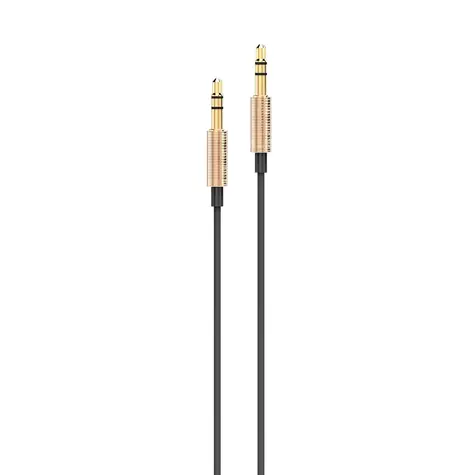AWEI AUX-001 zlatá / Audio kabel / Jack 3,5 mm - Jack 3,5 mm / 1 m / Hliník, silikon