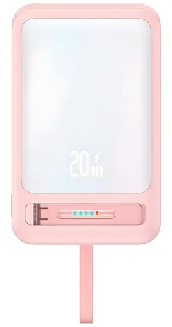 USAMS CD219 XM Series růžová / Power Bank / 10000mAh / Bezdrátové nabíjení 15W / PD 20W / Magnetický