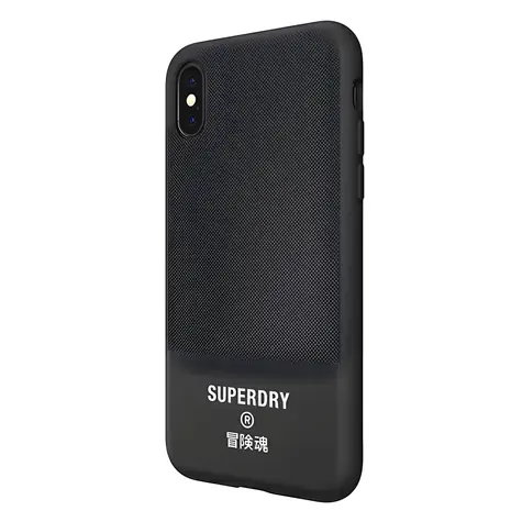 SuperDry Moulded Canvas pouzdro pro Apple iPhone X/Xs černá / Pouzdro / plátěná textura