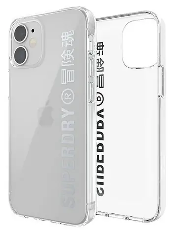 SuperDry Snap Clear Case iPhone 12 mini stříbrná / Pouzdro / Průhledné