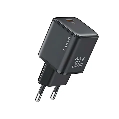 USAMS US-CC186 X-Ron černá / Síťová nabíječka / USB-C / PD 30W / GaN