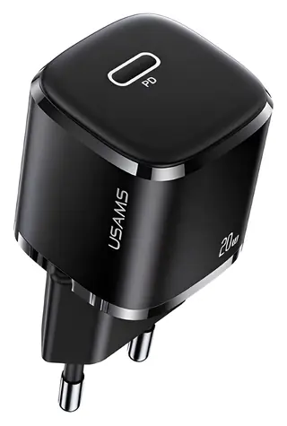 USAMS T36 mini černá / Síťová nabíječka / USB-C / 20W / PD3.0