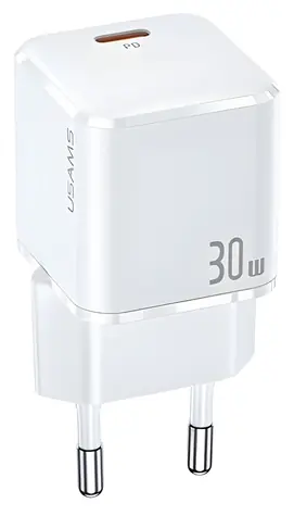 USAMS T45 bílá / Nabíječka / 30W / PD3.0 / mini