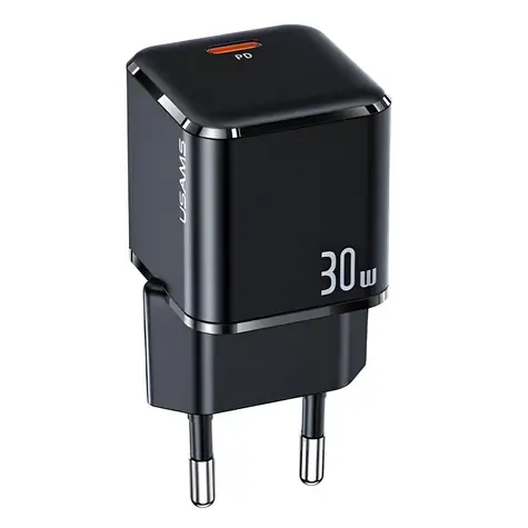 USAMS T45 černá / Nabíječka / USB-C / PD3.0 30W