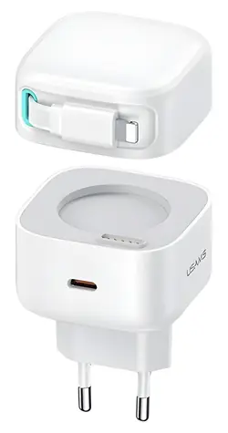USAMS US-CC202 bílá / Nabíječka / GaN / 35W / USB-C / Lightning kabel / PD / QC