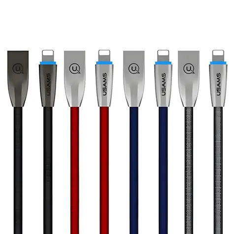 USAMS SJ182 U-Light šedá / Datový kabel / Lightning / Opletený / 1,2 m / 2A