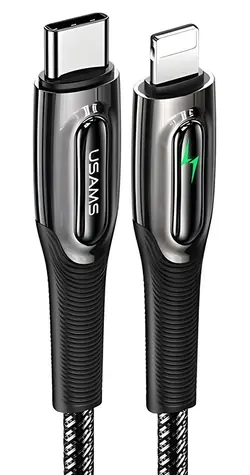 USAMS SJ518USB01 černá / Datový kabel / USB-C - Lightning / 20W PD / Smart Power-off / 1,2m