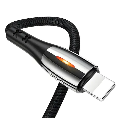 USAMS SJ344 U-Tone černá / Datový kabel Lightning / Rychlonabíjení 2A / Automatické vypnutí / 1,2 m