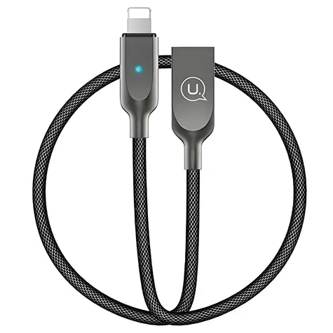 USAMS SJ170 černá / Datový kabel / Lightning / Smart Power Off / 1,9 m