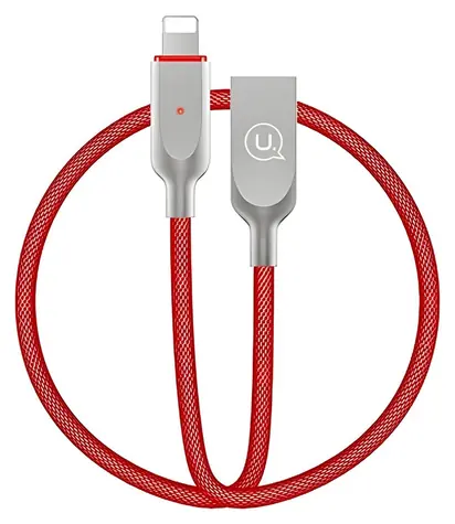 USAMS SJ170 U-Sun Series Lightning červená / Datový kabel / Smart Power Off / 1,9 m