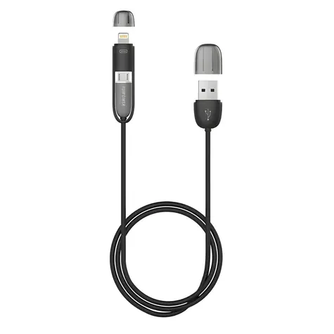 FujiPower kabel Lightning/microUSB 1m černá / Kabel / 2v1 / USB 2.0 / nabíjení a synchronizace