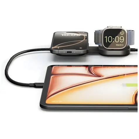 ZENS Pro 3 černá / Bezdrátová nabíječka / pro iPhone a Apple Watch / Qi2 15W / USB-C 140W