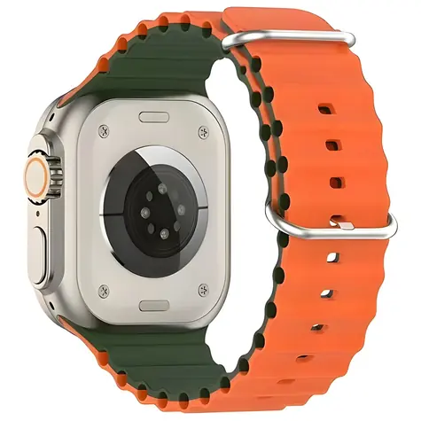 Beline Silicone Waves zeleno-oranžový / Řemínek pro Apple Watch / 42/44/45/49 mm