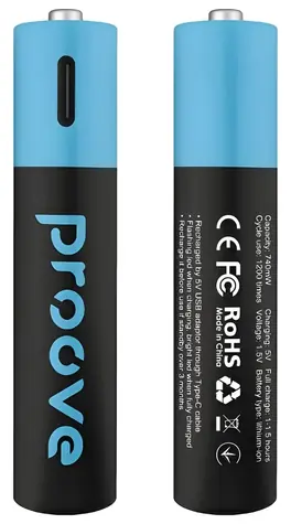 Proove AAA 740mWh černá / Nabíjecí baterie / 2 ks / USB-C nabíjení / 1200 cyklů