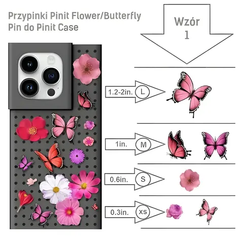 Pinit Flower/Butterfly Pin vzor 1 / Sada špendlíků pro Pinit Case / 6 ks