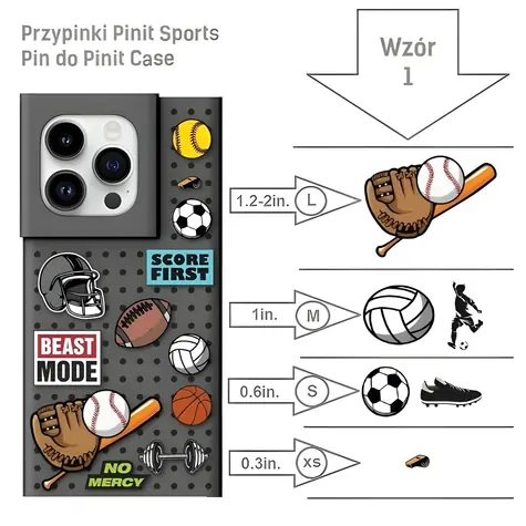 Pinit Sports Pin vzor 1 / Placka pro pouzdro Pinit Case / sada 6 ks
