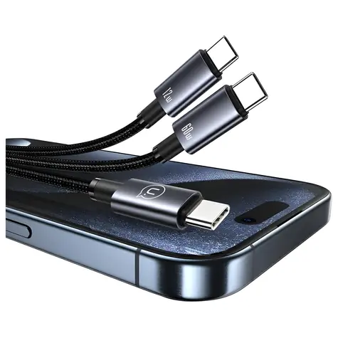 USAMS SJ740 Sufeng Series černá / Datový kabel / 2x USB-C / 72W PD / 1,2 m