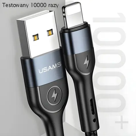 USAMS SJ423 U48 černá / Datový kabel / Lightning / 1,2 m / LED displej