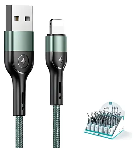 USAMS SJ448 U55 zelená / Dobíjecí a datový kabel / Lightning / Braided / 1m